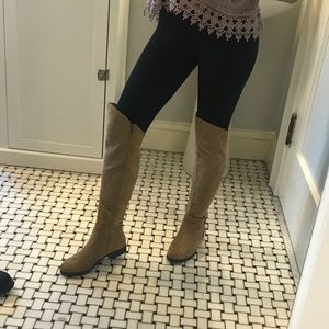 Tan suede over the knee boots